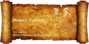 Nemes Zakeus névjegykártya